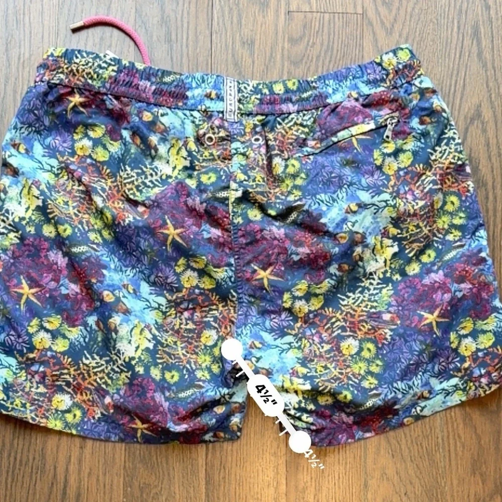 Europann Saint-Tropez Men’s Swim Trunks Large Tropical Reef Print Drawstring L